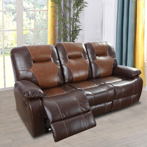3 Piece Living Room Furniture Sets Modern Brown Leather Recliner