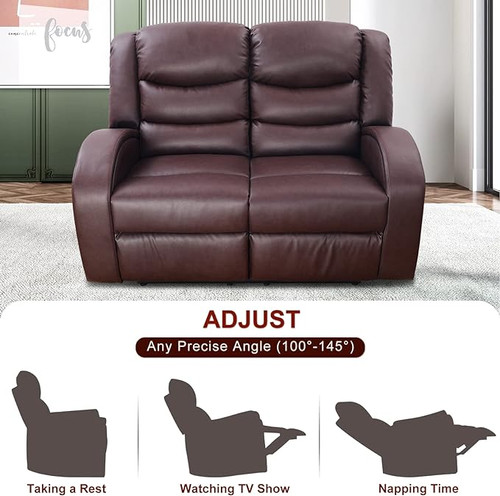 3 Piece Brown Luxury Recliner Sofa Living Room Set