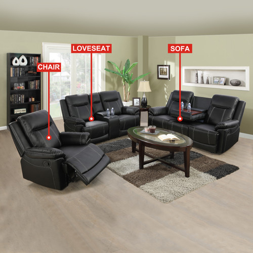 3 Piece Living Room Reclining Sofa Sets