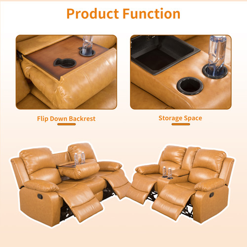 3 Piece Ginger Living Room Furniture Set