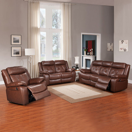 3 Piece Brown Cow Leather Living Room Sofa Set GS830 by G Furniture