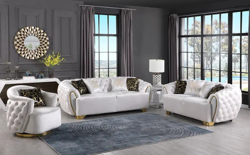 Mila Living Room Set in Velvet