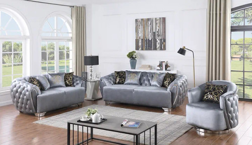 Mila Living Room Set in Velvet