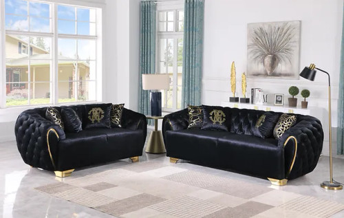 Mila Living Room Set in Velvet