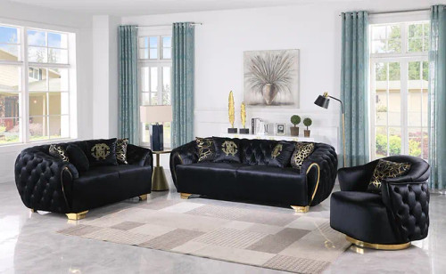 Mila Living Room Set in Velvet