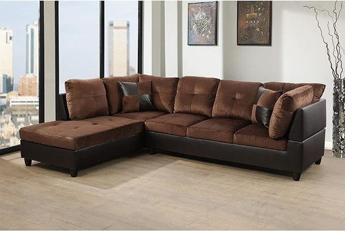L-Shaped Sectional Couch in Brown F107 by G Furniture