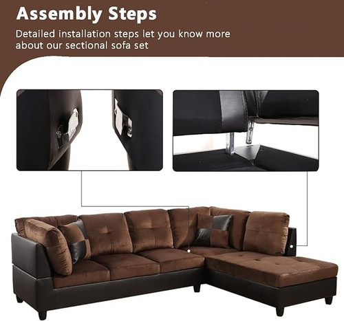 L-Shaped Sectional Couch in Brown