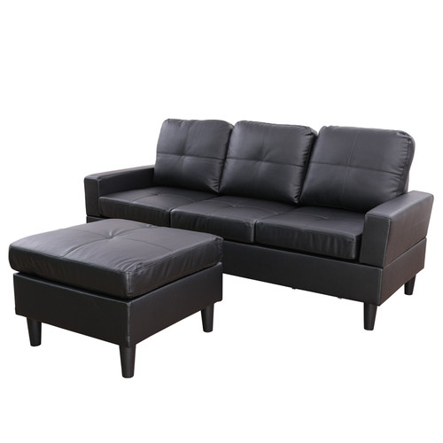 Convertible Sectional Sofa Couch in Black