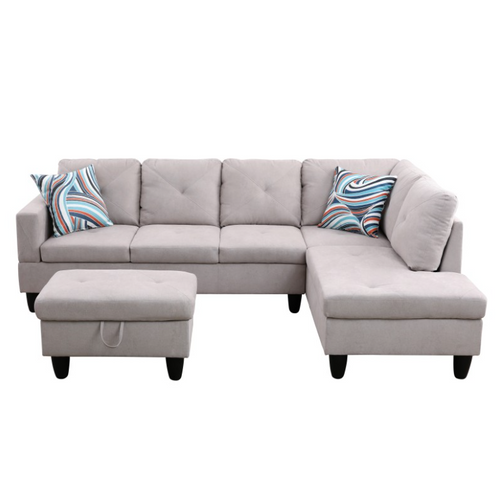 RAF L Shape Couch with Ottoman in Cream F09801