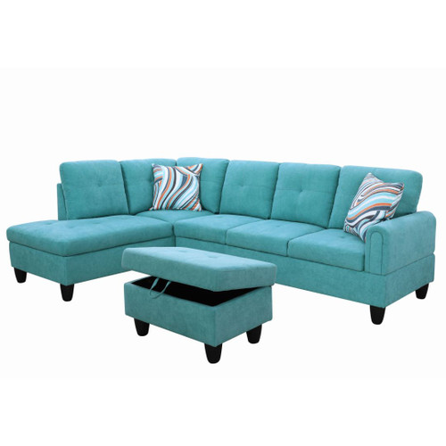 L Shape Couch with Soft Seat in Green