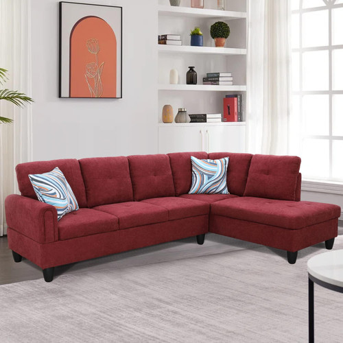 L Shape Couch with Soft Seat in Red