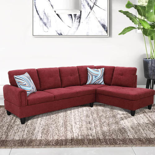 L Shape Couch with Soft Seat in Red