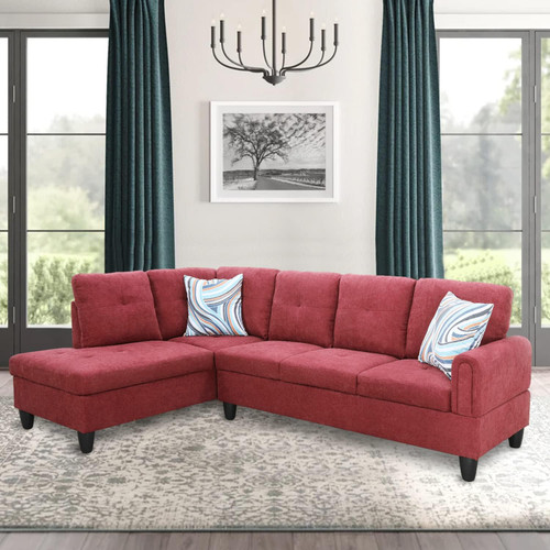 L Shape Couch with Soft Seat in Red