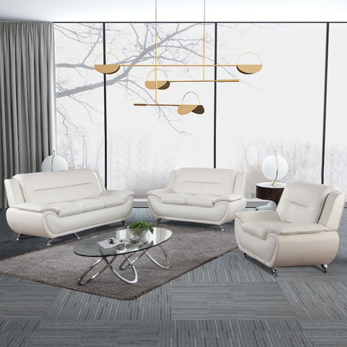 3 Piece Living Room Furniture Set in White