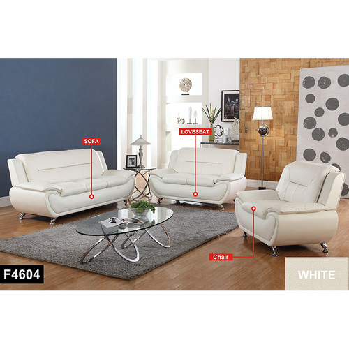 3 Piece Living Room Furniture Set in White