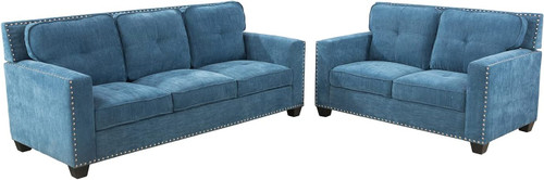 3 Piece Living Room Sofa Couch Set in Blue