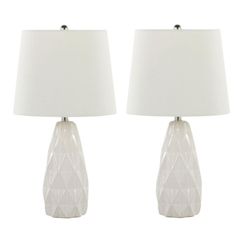 Hex - 20" Ceramic Accent Lamp (Set of 2) - White