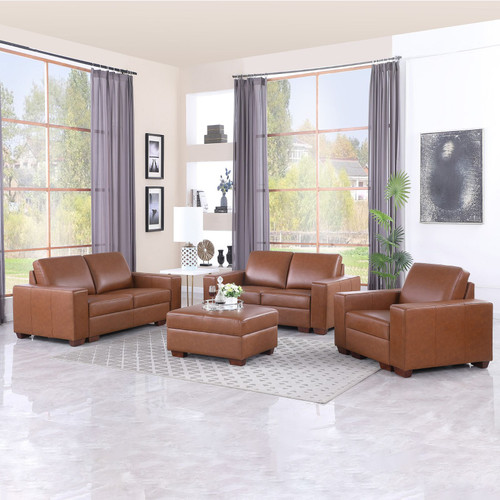 Top Leather Living Room Sofa Set in Brown