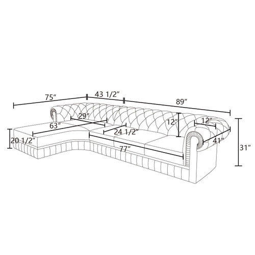 L Shaped 2-Piece Sectional in Gray