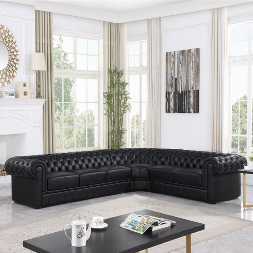 L Shaped 3-Piece Sectional in Black