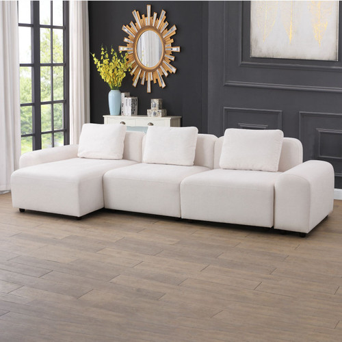 L Shaped Microfiber Sectional in White F5701 by G Furniture