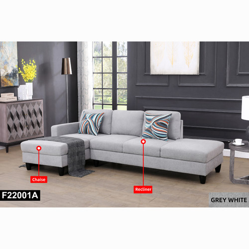 L Shaped Lint 2-Piece Sectional in Gray