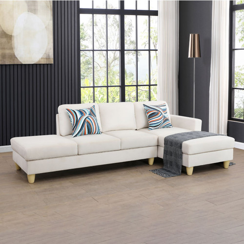 L Shaped Lint Sectional in Beige