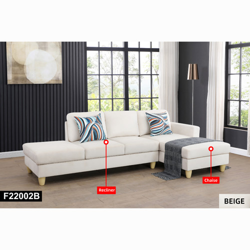 L Shaped Lint Sectional in Beige