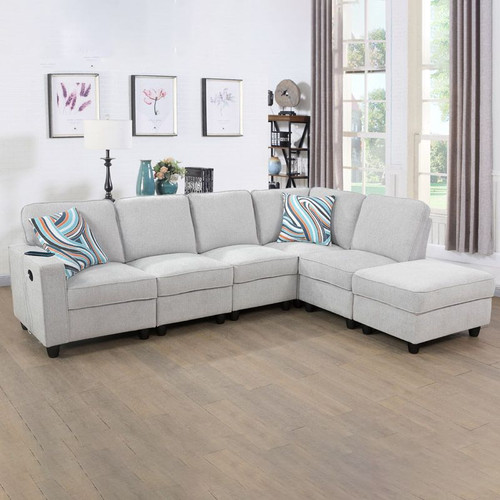 L Shaped 6-Piece Sectional in White