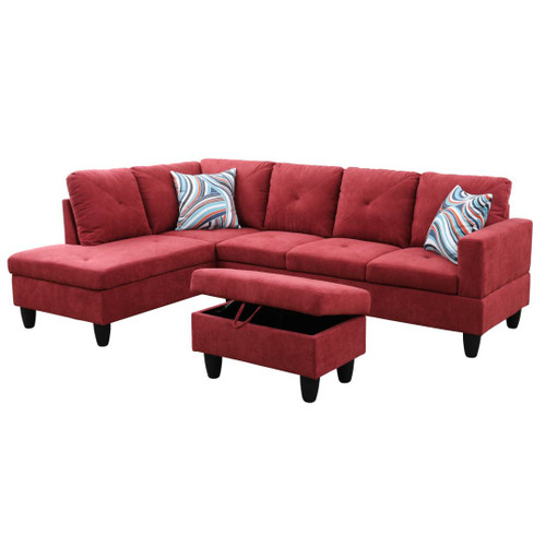 L Shaped 3-Piece Sectional in Red