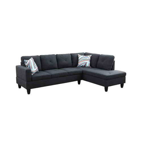 L Shaped Flannel Sectional in Black