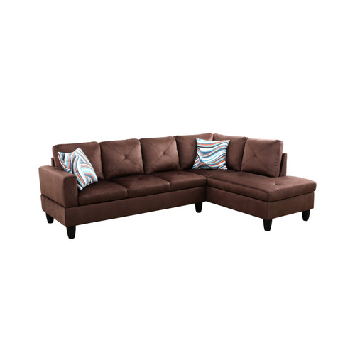 L Shaped Microfiber Sectional in Brown