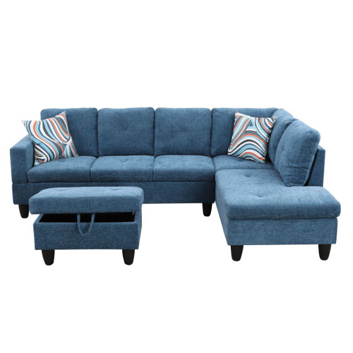 L Shaped 3-Piece Sectional in Blue