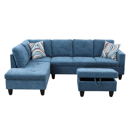 L Shaped 3-Piece Sectional in Blue