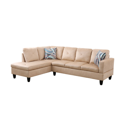 L Shaped Microfiber 3-Piece Sectional in Beige F09808 by G Furniture