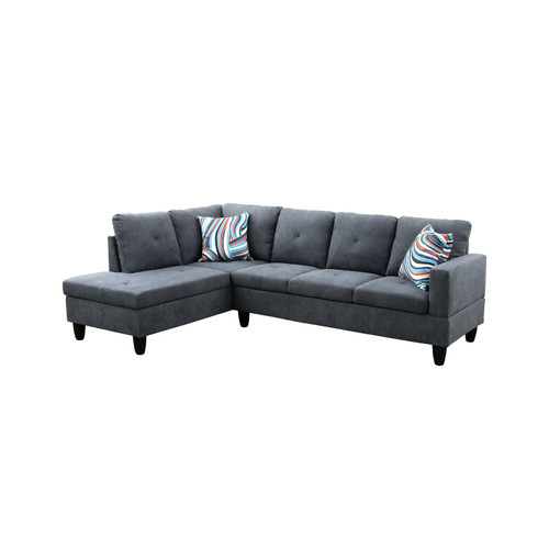 L Shaped 3-Piece Sectional in Dark Gray F09812 by G Furniture