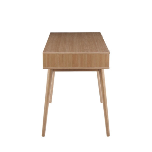 Pebble - Double Desk - Natural Wood With White Wood Drawers