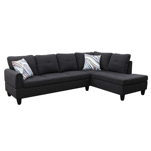 L Shaped Linen Sectional in Black