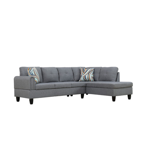 L Shaped Linen 3-Piece Sectional in Gray