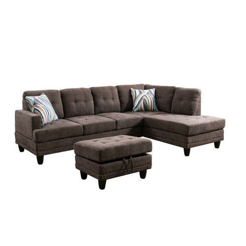 L Shaped Brown Sectional in Corduroy