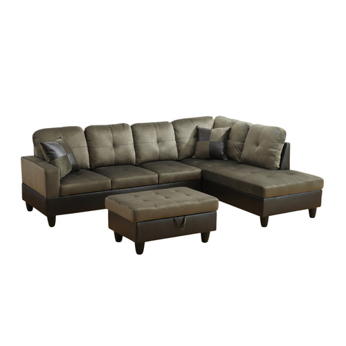 L Shaped Taupe Sectional in Flannel