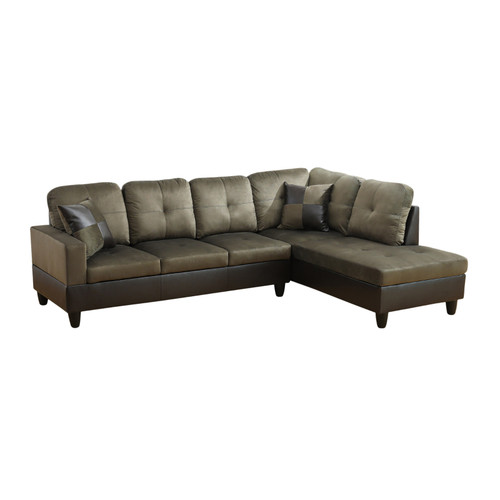 L Shaped Taupe Sectional in Flannel