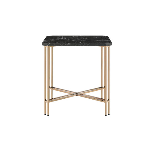 Daxton - Square End Table With Faux Marble Top - Black