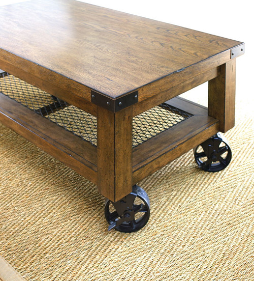 Hailee - Cocktail Table With Caster - Brown