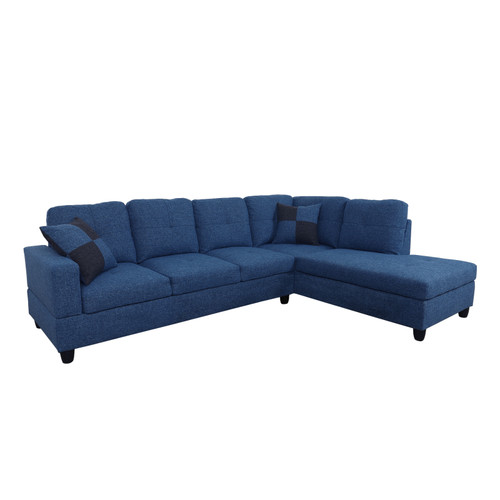 L Shaped Blue Sectional in Linen