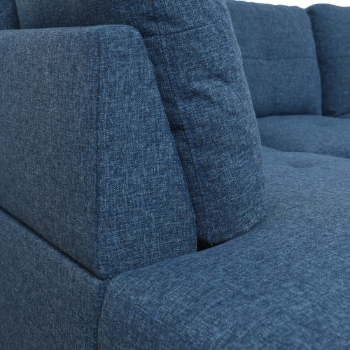 L Shaped Blue Sectional in Linen