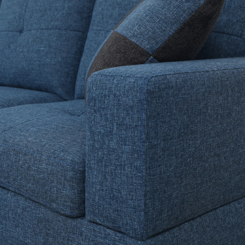 L Shaped Blue Sectional in Linen