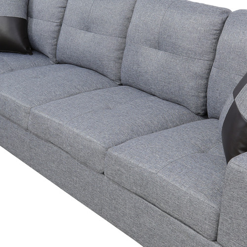 L Shaped Gray 3-Piece Sectional in Linen