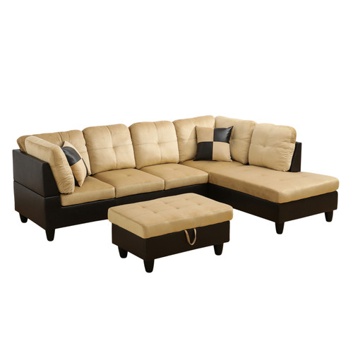 L Shaped Cream Sectional in Flannel