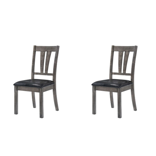 Nathan - Fan Back Chair With PU Seat (Set of 2) - Gray Oak